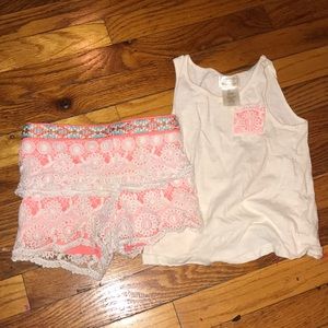 Lace shorts and top set